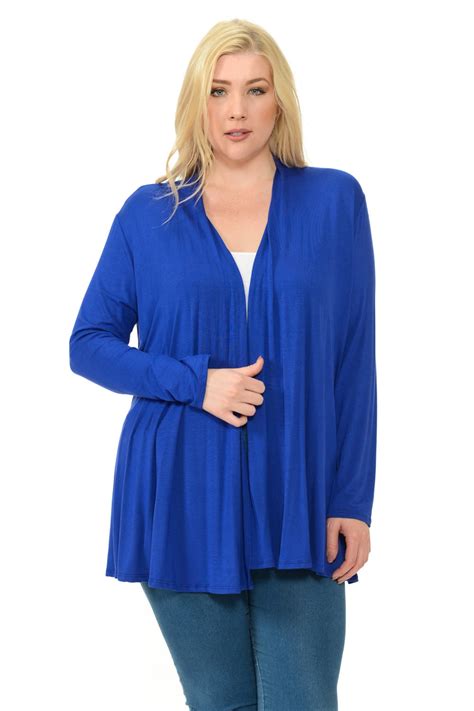 Plus Size Long Sleeve Jersey Cardigan Royal Blue Etsy