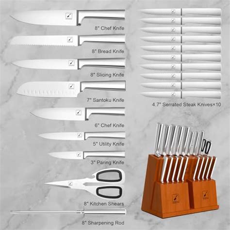 Imarku Knife Set Pcs Kitchen Knife Set With Block And Sharpener