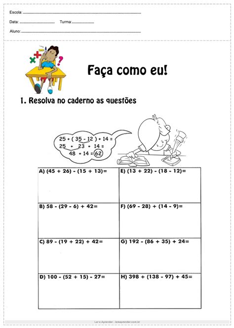 Atividade De Matematica 4 Ano Adição E Subtração Problemas