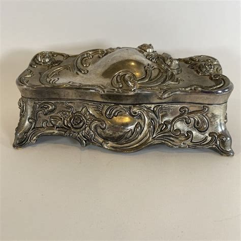 Godinger Silver Plated Art Nouveau Roses Casket Jew Gem