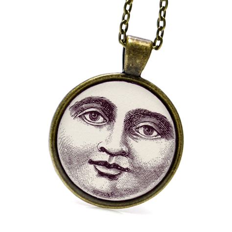 Moon Face Pendant Necklace Moon Jewelry Resin Pendant Art Moon - Etsy