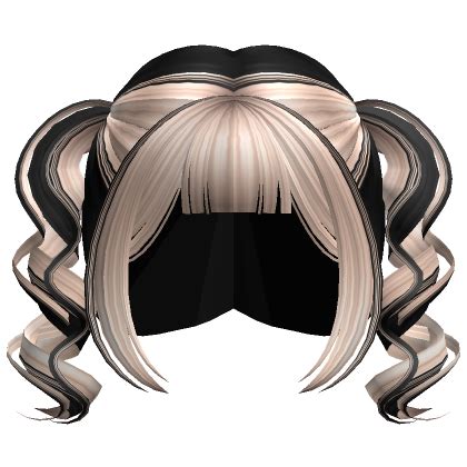 Short Curly Pigtails W Bangs Black Platinum Roblox