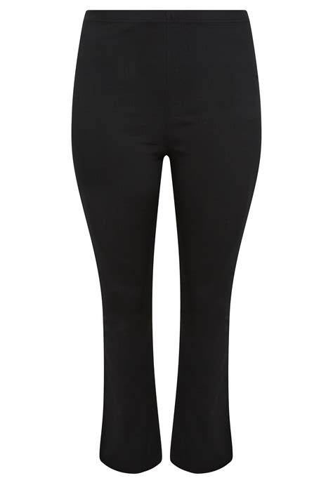 Yours Curve Plus Size Black Flare Bengaline Trousers Yours Clothing