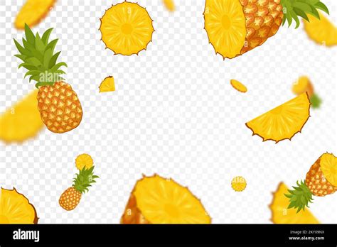 Flying Pineapples Seamless Pattern Background With A Whole And Sliced