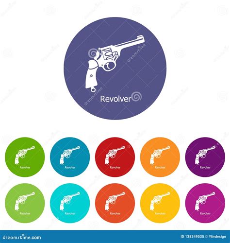 Revolver Icons Set Vector Color Stock Vector Illustration Of Shooting Protection 138349535