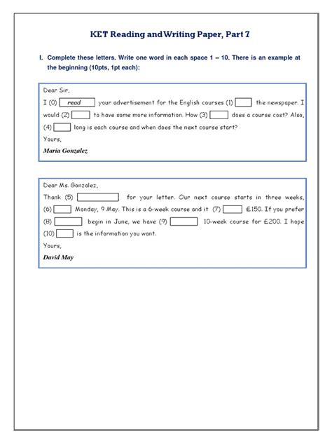 Ket Reading And Writing Paper Part 7pdf