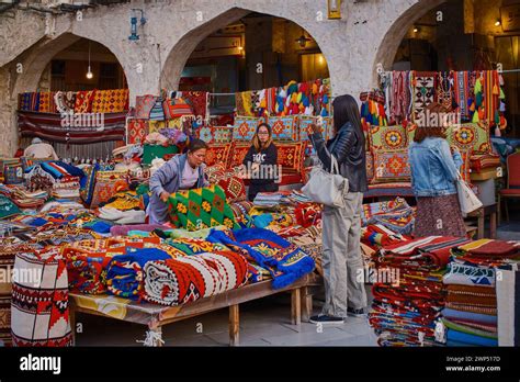 Souq Waqif Doha Qatar Main Street Afternoon Shot Showing Traditional