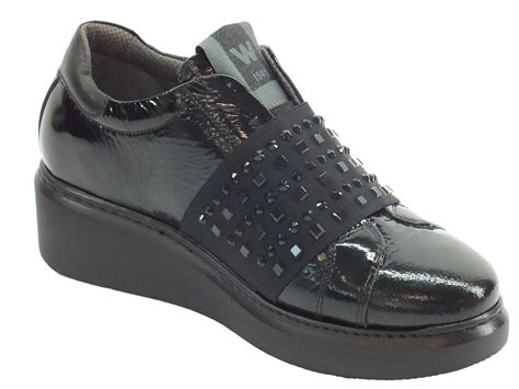 Mocassini Melluso Walk Techno Donna Pelle Nera Lucida Vitiello Calzature