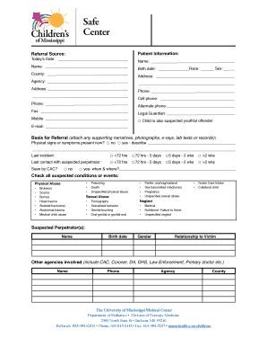 Fillable Online Umc 1 UMMC CJC Referral Form University Of