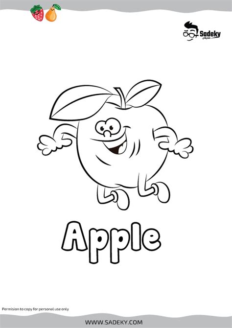 Cute Apple Coloring Page Sadeky