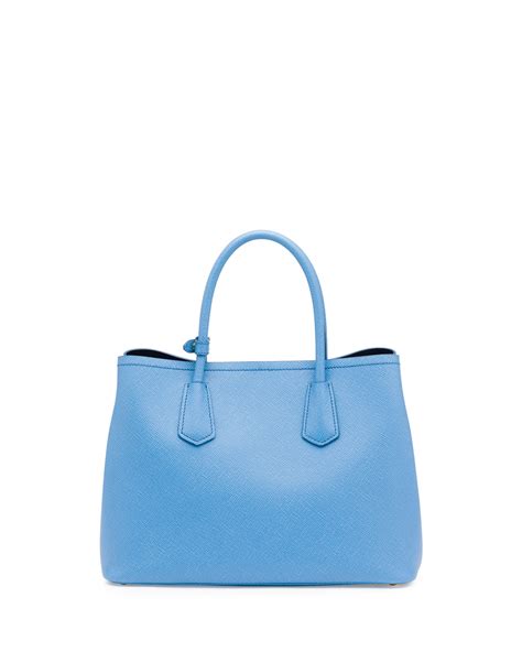 Prada Saffiano Cuir Double Small Tote Bag In Blue Lyst