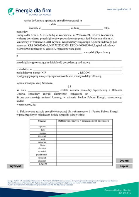 Aneks Do Umowy Sprzeda Y Energii Elektrycznej Nr