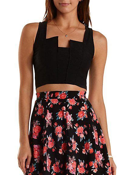 Sleeveless Notched Crop Top Charlotte Russe Fashion Fashion Outfits