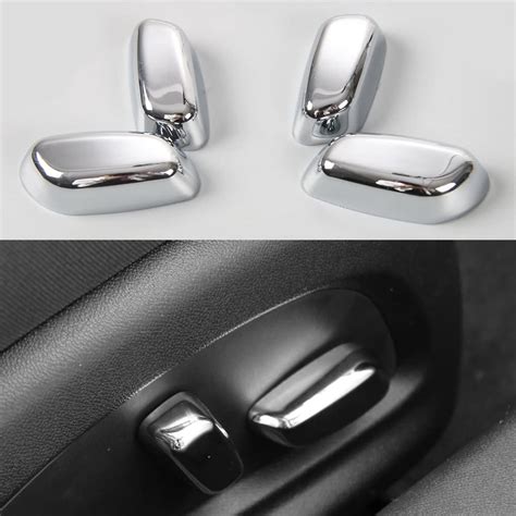 Kujooy Chrome Silver Abs Seat Adjust Button Cover Decorative Frame Trim For