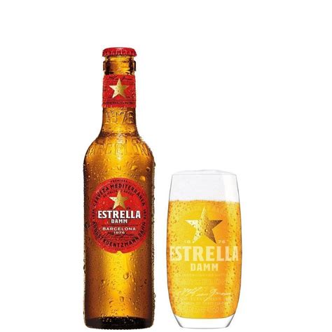 24 Cerveza Estrella Damm 330cc Vaso Bienvenido A Elbrindis Cl