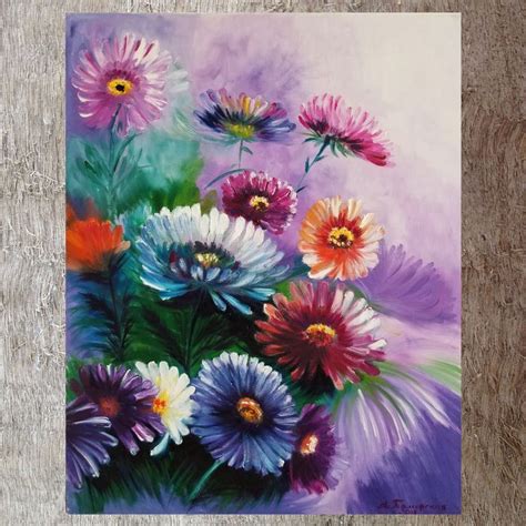 Autumn Chrysanthemums Christmas T New Year T Original Oil