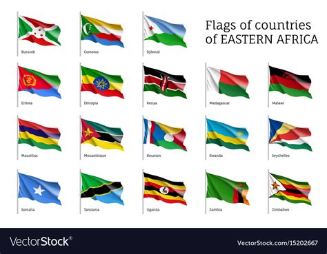 Flags Eastern African States Royalty Free Vector Image