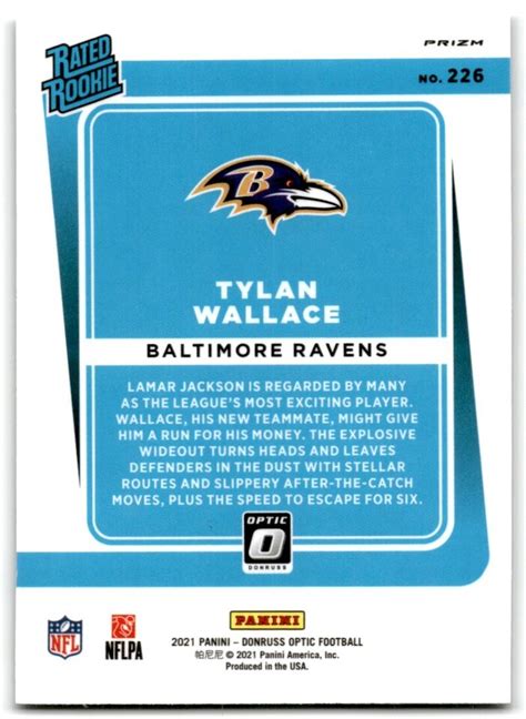 Donruss Optic Holo Prizm Tylan Wallace Rookie Baltimore