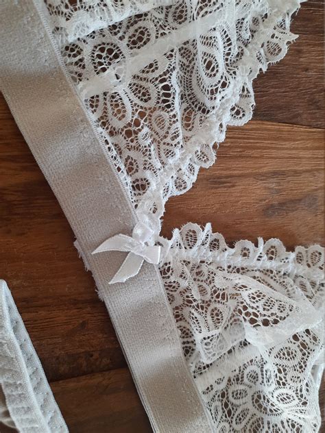 Lola Lingerie Set White Lace And Beige Bralette And Hipster Etsy
