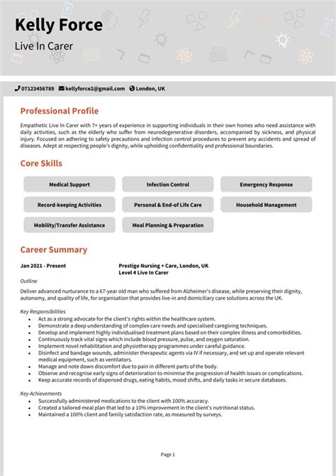 Live In Carer Cv Example Guide Get Hired Quick