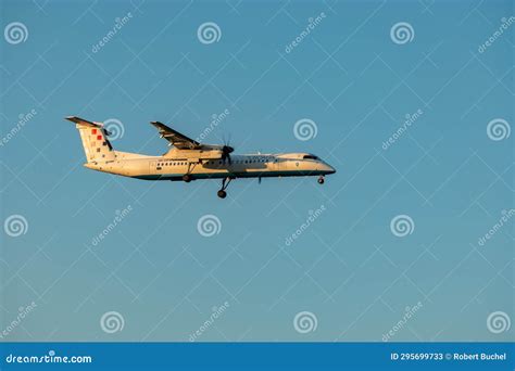 A Cqc Croatia Airlines De Havilland Canada Dash Airplane In