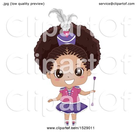 Clipart Of A Cute Black Majorette Girl Holding A Baton Royalty Free