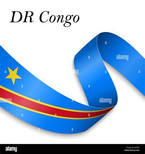 Waving Ribbon Or Banner With Flag Of Dr Congo Template For