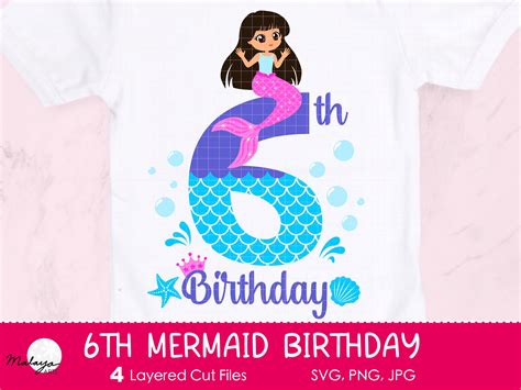 6th Birthday Mermaid Svg Etsy