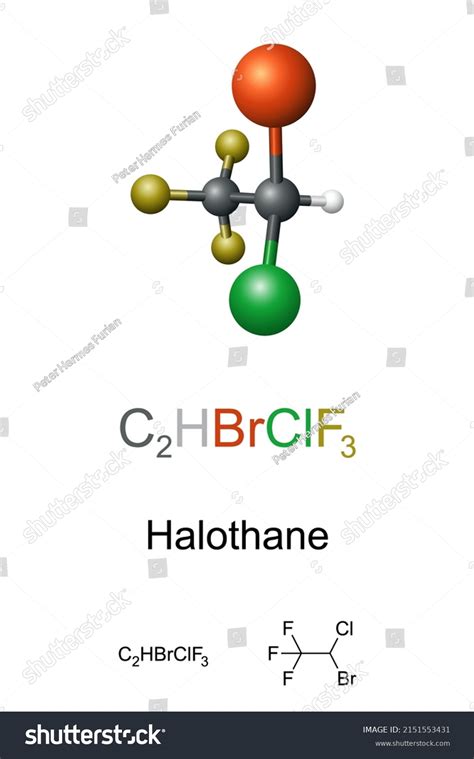 Halothane Ballandstick Model Molecular Chemical Formula Stock Vector Royalty Free 2151553431