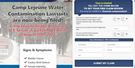 Camp Lejeune Toxic Water Lawsuit Water Contamination Dates Compensation Payout Per Person