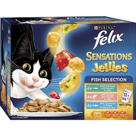 Felix Adult Sensations Jellies Fish Selection Wet Cat Food 85g X12 Pack