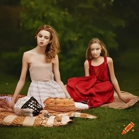 Two Girls Enjoying A Picnic On Craiyon