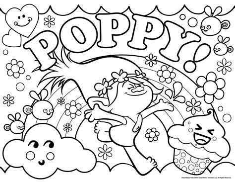 Poppy Trolls Coloring Sheets Printable