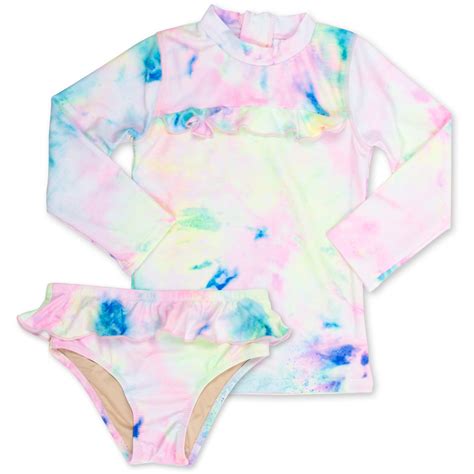 Rashguard Set W Ruffle Girls 6m 6 Neon Tie Dye Shade Critters