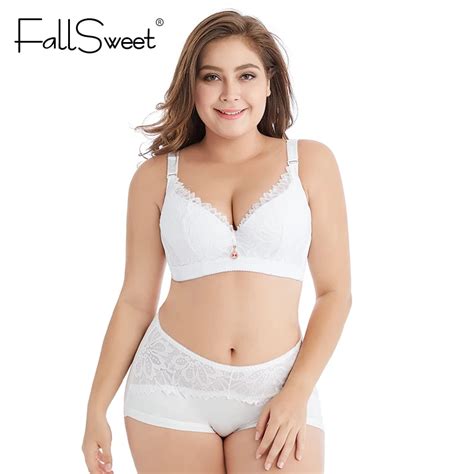 Fallsweet Plus Size Lingerie Set Women Bras And Briefs Sets Push Up D