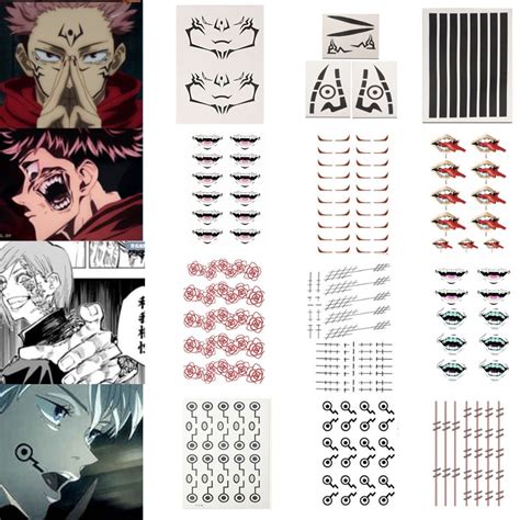 Anime Jujutsu Kaisen Cosplay Yuji Nobara Sukuna Tattoo Stickers Face