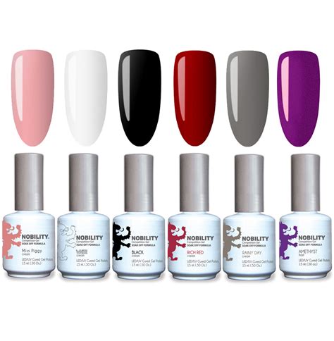 Gel Nail Polish Set 6 Colors Classic Black White Red Nude Gray Gel