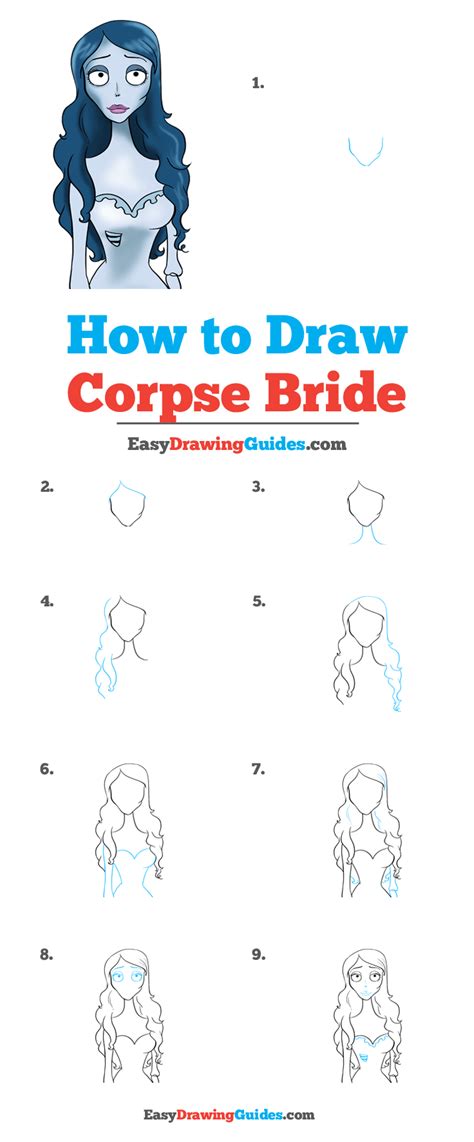 How To Draw The Corpse Bride Really Easy Drawing Tutorial Corpse