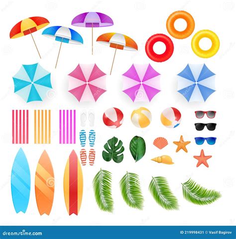 Sommer Tag Elemente Clip Art Set Vektor Illustration Vektor Abbildung