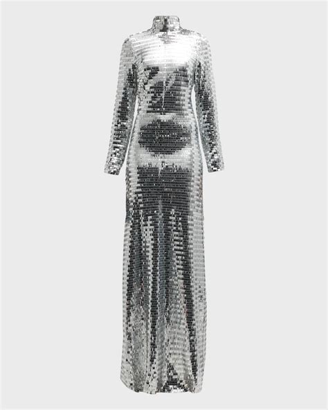 SIMONMILLER Sequin Sculpty High-Collar Maxi Dress | Neiman Marcus