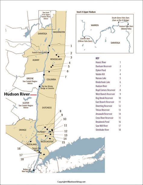 Hudson River depth Map - Blank World Map