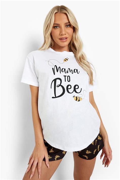 Maternity Mama To Bee Short Pj Set Boohoo Uk