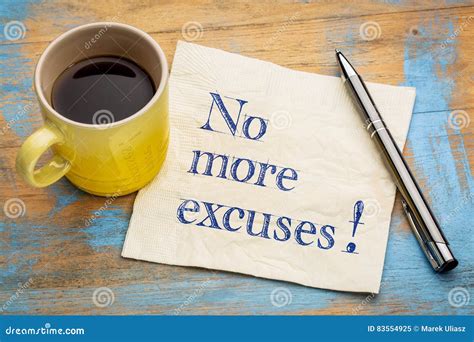 No more excuses! stock image. Image of wood, napkin, message - 83554925