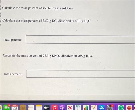 Solved Calculate The Mass Percent Of Solute In Each