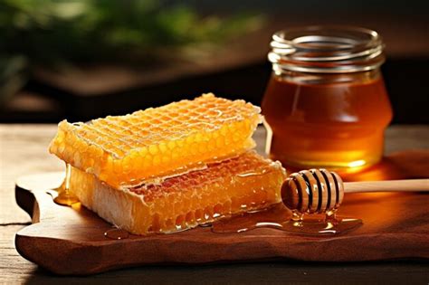 Premium Photo View Of Honeycomb With Honey And Beeswax