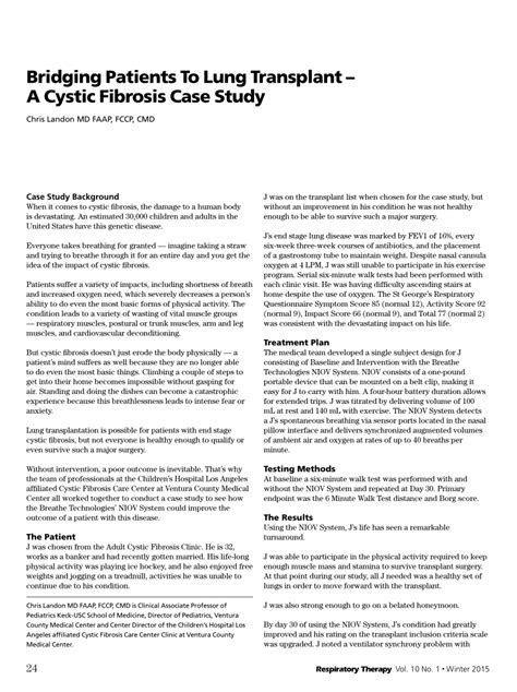 (PDF) Bridging Patients To Lung Transplant – A Cystic Fibrosis Case Study