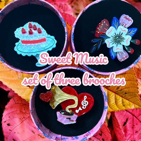 Sweet Music Set Of Brooches No Returns On Sale Sets Wild Brooches