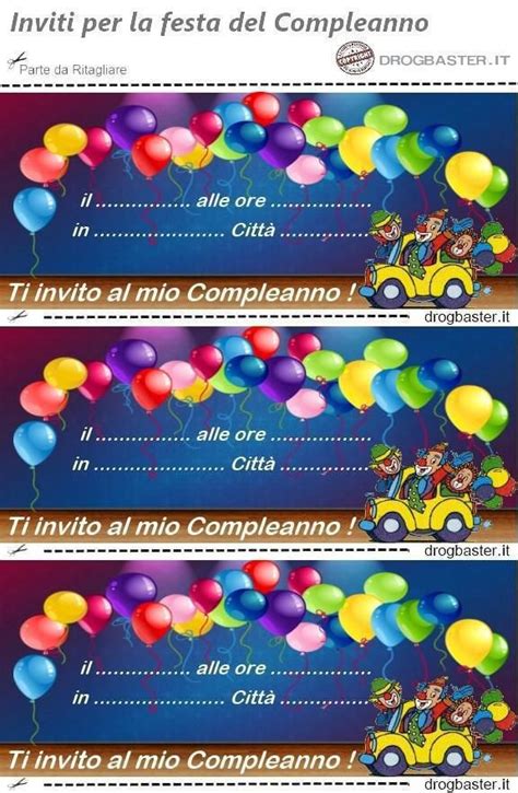 Inviti Per La Festa Di Compleanno Da Scaricare E Stampare Gratis