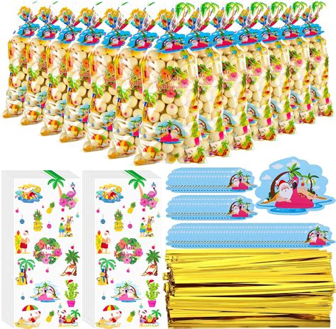 Amazon Gueevin Set Tropical Christmas Cellophane Treat Bags