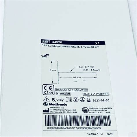 New Medtronic Lumboperitoneal Shunt T Tube Cm Size